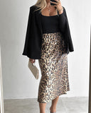 Leopard Pattern Allover Sequin Skirt