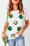 White St.Patrick Clover Crew Neck T Shirt