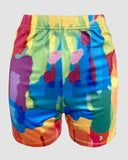 2 Pieces Outfit Anchor Print Round Neck Short Sleeve Casual Top and Striped Print Slim Fit Shorts Set