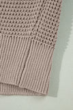 Smoke Gray Striped Plaid Patchwork Waffle Knit Turtleneck Sweater
