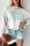 White St Patricks LUCKY Graphic Crew Neck Pullover Sweatshirt