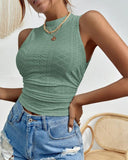Eyelet Embroidery Textured Ruched Tank Top