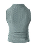 Eyelet Embroidery Textured Ruched Tank Top