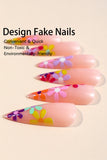 Bonbon Flower Print Almond Long Fake Nail