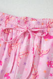 Pink Western Boots Printed Short 2pcs Lounge Set