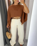 Solid Color Off the Shoulder Split Sleeve Versatile Blouse Top