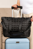 Black Quilted Patchwork Large Tote Bag and Clutch 2pcs Set
