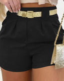 High Waist Ruched Shorts Casual Loose Fit Pocket Design Summer Shorts