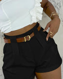 High Waist Ruched Shorts Casual Loose Fit Pocket Design Summer Shorts