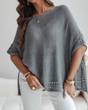 Solid Batwing Sleeve Hollow out Crochet Pattern Top Casual Cover Up