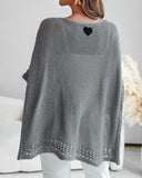 Solid Batwing Sleeve Hollow out Crochet Pattern Top Casual Cover Up