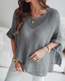 Solid Batwing Sleeve Hollow out Crochet Pattern Top Casual Cover Up
