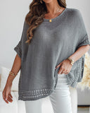 Solid Batwing Sleeve Hollow out Crochet Pattern Top Casual Cover Up