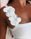Flower Decor Spaghetti Strap Sleevless Mini Dress Slim Fit Bodycon Dress