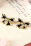 Black Rhinestone Bow Knot Stud Earrings