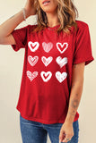 Red Diverse Heart Printed Crewneck Valentines Tee