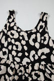 Black Leopard Print U Neck Sleeveless High Waist Dress