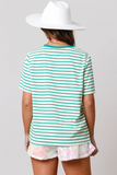 Green Stripe St Patricks Day Clover Patched Plus Size Tee