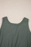 Vineyard Green Buttoned Drawstring Waist Sleeveless Wide Leg Jumpsuit