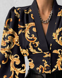 Baroque Print Puff Lantern Sleeve Top