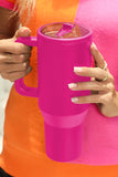 Rose Red Frosted Stainless Handle Large Vacuum Cup with Straw 40oz