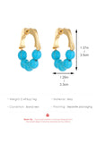 Gold Turquoise Bead Plated Alloy Hook Earrings