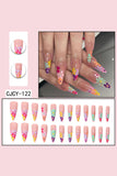 Bonbon Flower Print Almond Long Fake Nail