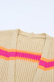 Stripe Printed Ribbed Long Knitted Cardigan