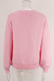 Pink Bow Graphic Drop Shoulder Round Neck Sweater