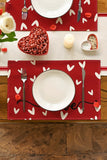 Racing Red Love Heart Print Antifouling Reusable Flax Placemat