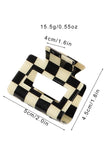 Black Checkerboard Print Hollowed Mini Square Claw Clip