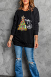 Black Merry & Bright Christmas Tree Graphic Sweatshirt