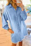 Beau Blue Risen Medium Washed Denim Shirt Dress
