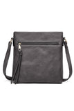 Medium Grey Vintage Style Faux Leather Single Shoulder Bag