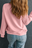 Pink LOVE Graphic Drop Shoulder Valentines Pullover Sweatshirt