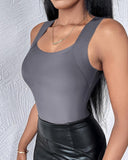 U Neck Sleeveless Skinny Tank Casual Top