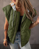 Zip Up Hooded Sleeveless Jackets Casual Loose Fit Drawstring Winter Coats with Pockets