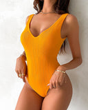 Seamless V Neck Sleeveless Rib Knit Bodysuit