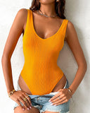 Seamless V Neck Sleeveless Rib Knit Bodysuit