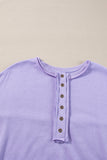 Lilac Sequin Patchwork High Low Hem Henley Sweatshirt