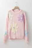 Pink Petals & Threads Embroidered Floral Sweater