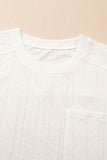 Jet Stream Textured Patched Pocket Short Sleeve Top Drawstring Shorts Set