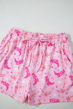 Pink Western Boots Printed Short 2pcs Lounge Set