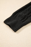 Black Open Knit Drop Shoulder Sweater Cardigan