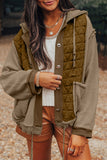 Coral Quilted Textured Patchwork Loose Fit Hooded Jacket