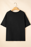Black MAMA Patched Graphic Drop Shoulder Loose Tee