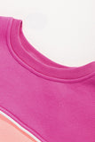 Sachet Pink Colorblock Patchwork Drop Shoulder Ribbed Trim Sweatshirt