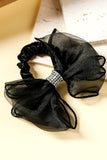 Black Rhinestone Mesh Bow Elastic Hair Scrunchie