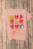 Pink Summer Food Bow Crawfish Printed T Shirt