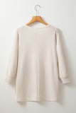 Apricot Waffle Knit Splits Batwing Sleeve Oversized Top
